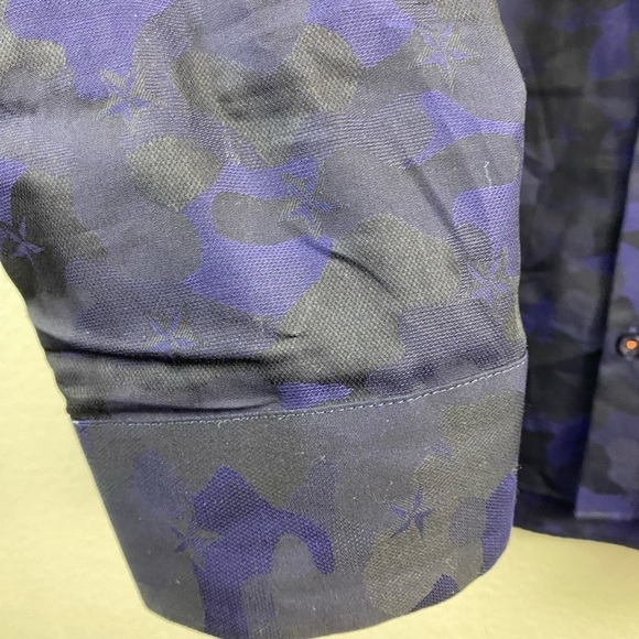 Jared Lang Slim Fit Long Sleeve Shirt Men’s Floral Medium Blue Black Button Down - Picture 9 of 15